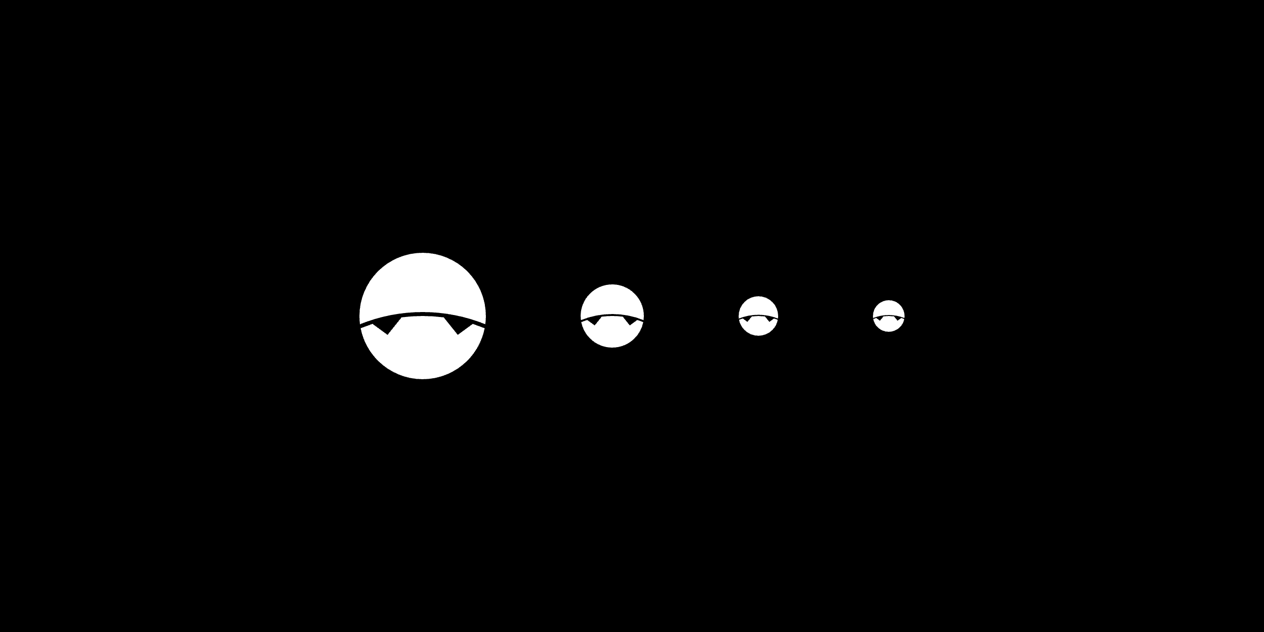 The mark at four sizes, from large to browser-tab size